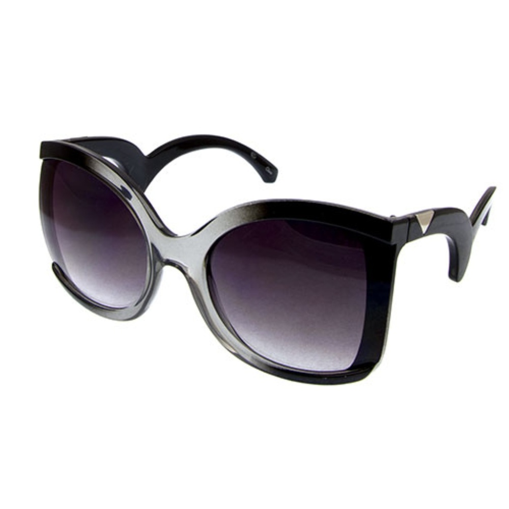 Black Ombre Butterfly Frame Wavy Arm Sunglasses